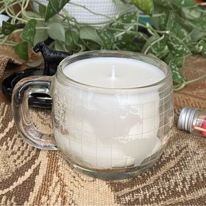 Scented Soy Candle in Vintage Nestle Nescafé Etched World Globe Glass Cup